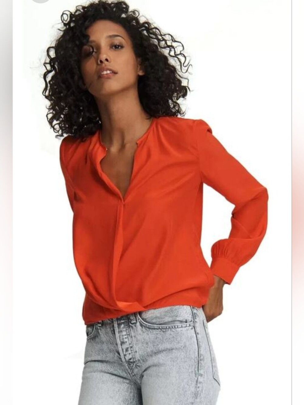 Rag & Bone 100% Silk Orange Lora Blouse Size M